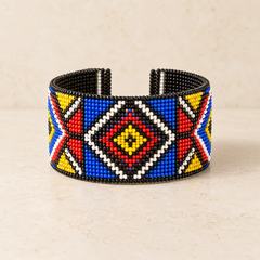 Geometric beaded cuff bracelet
