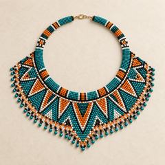Colorful Kenyan beaded statement necklace