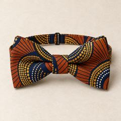 Rust, gold and navy Ankara bow tie