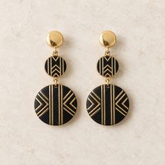 Elegant black and gold geometric earrings