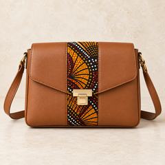 Caramel Ankara-panel crossbody bag