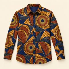 Men's navy African-print shirt